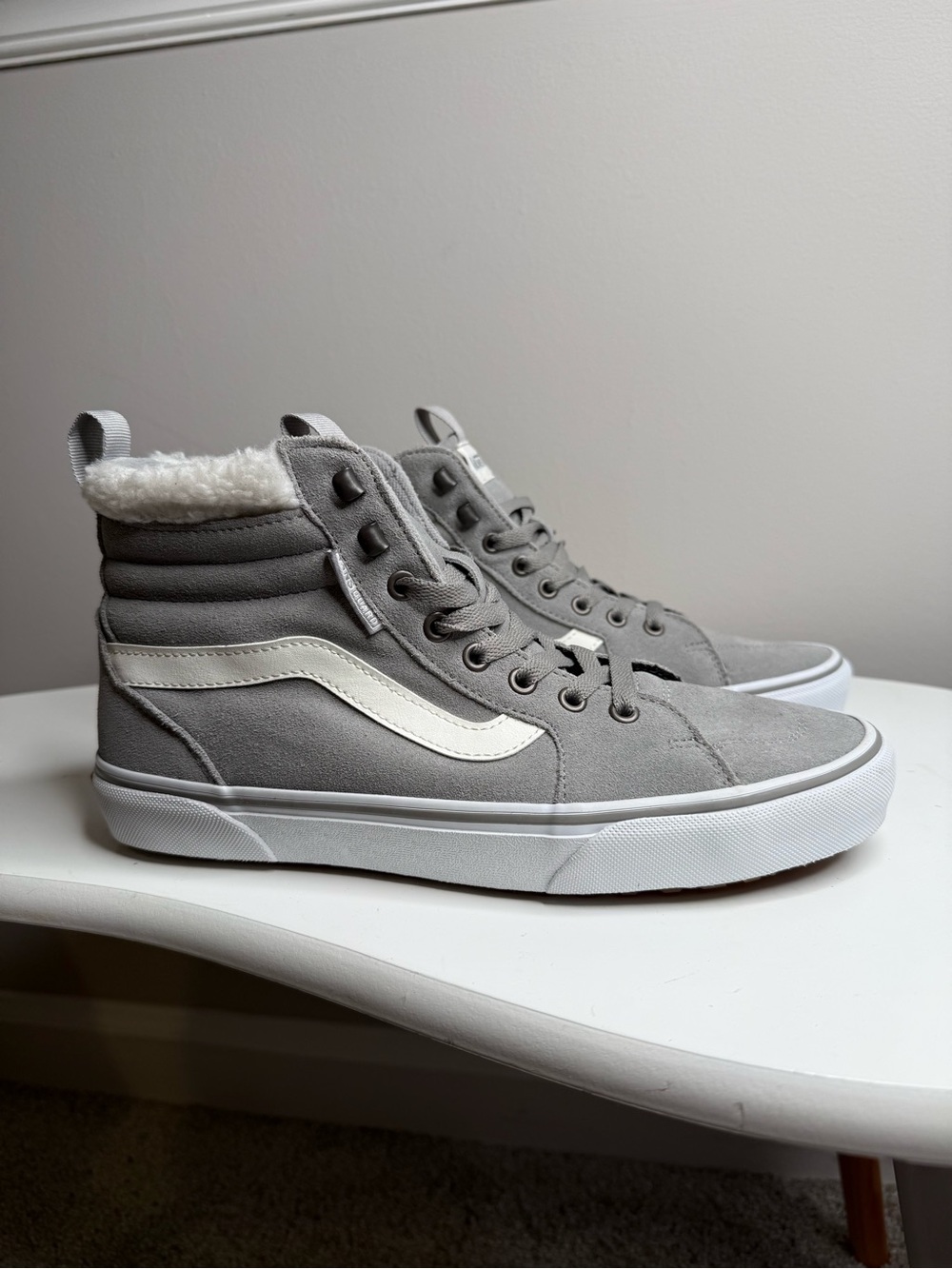 Vans Gray Suede High-Top Sneakers with White Stripe